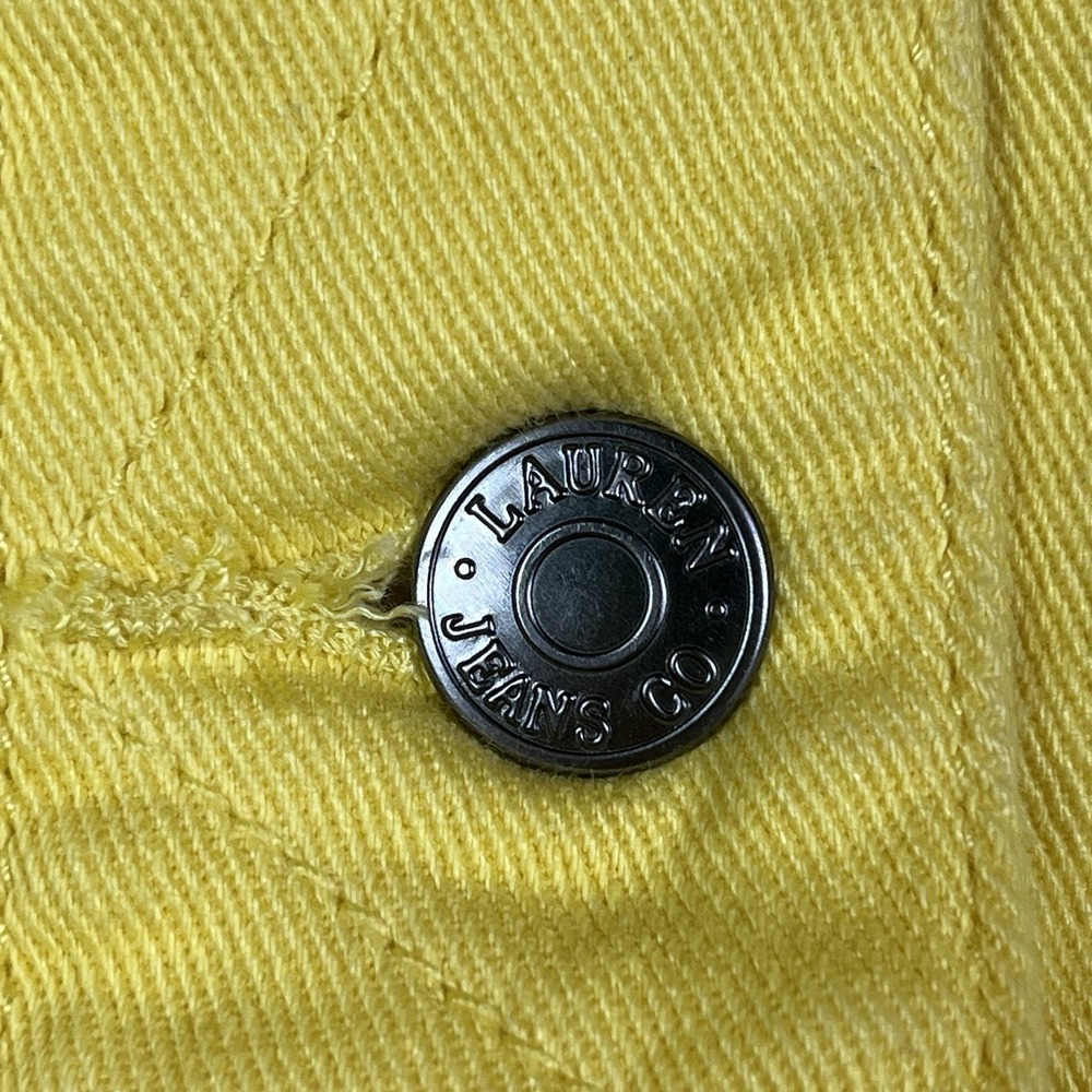 LRL Lauren Jeans Co Ralph Lauren Denim Jacket Women Small Yellow Pockets - Picture 3 of 7